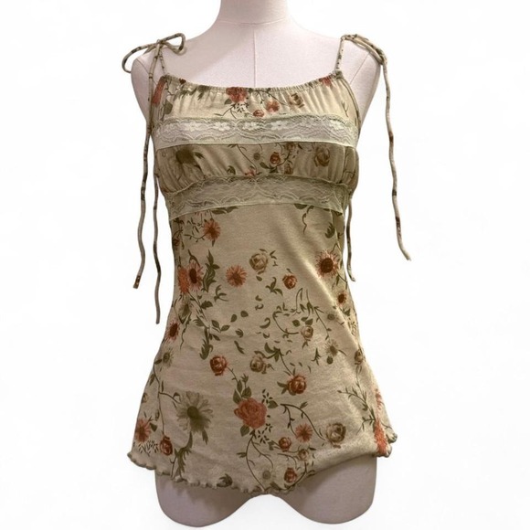 Tops - Cottage core boho festival tank sz S floral feminine romantic summer girly